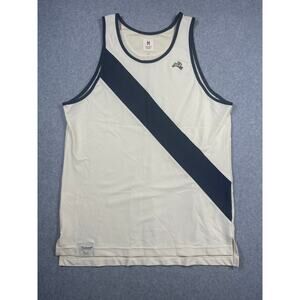 Tracksmith Performance Tank Men's Medium Cream Navy Pull Over Running Athletic